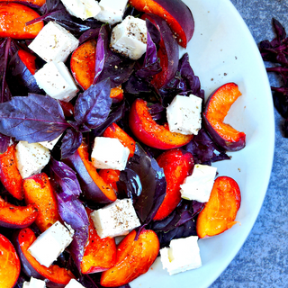 Late Summer Salad of Plums, Fetta and Basil