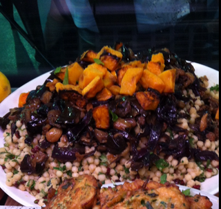 Toasty roasted vegetables and cous cous salad