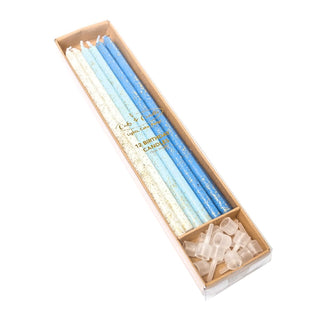 Cake & Candle Glitter Cake Candles - Pack of 12 - Blue