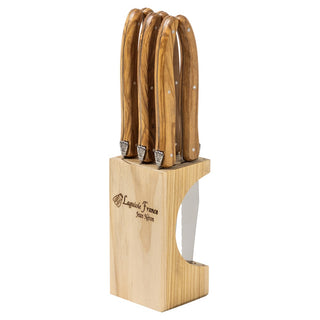 Jean Neron 6 Piece Steak Knife Set – Olive Wood Block